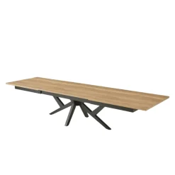 Table extensible décor chêne clair & métal noir 200-340 cm DALLAS