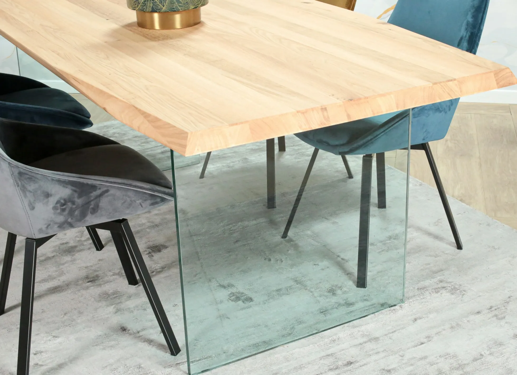 Table extensible design en bois de chêne blanc et verre 200 cm MESSINE
