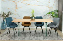 Table extensible design en bois de chêne blanc et verre 200 cm MESSINE