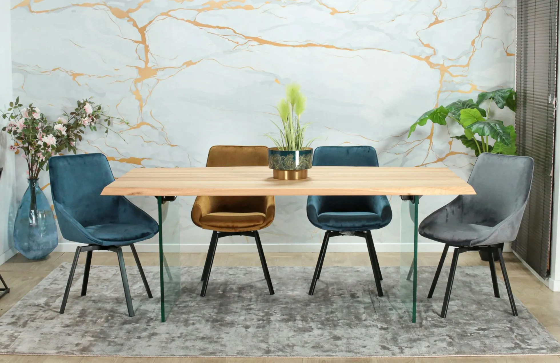 Table extensible design en bois de chêne blanc et verre 200 cm MESSINE