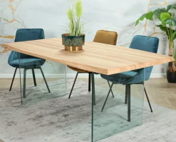 Table extensible design en bois de chêne blanc et verre 200 cm MESSINE
