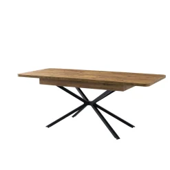 Table extensible effet chêne pied central 160-200 cm JENA