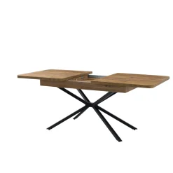 Table extensible effet chêne pied central 160-200 cm JENA