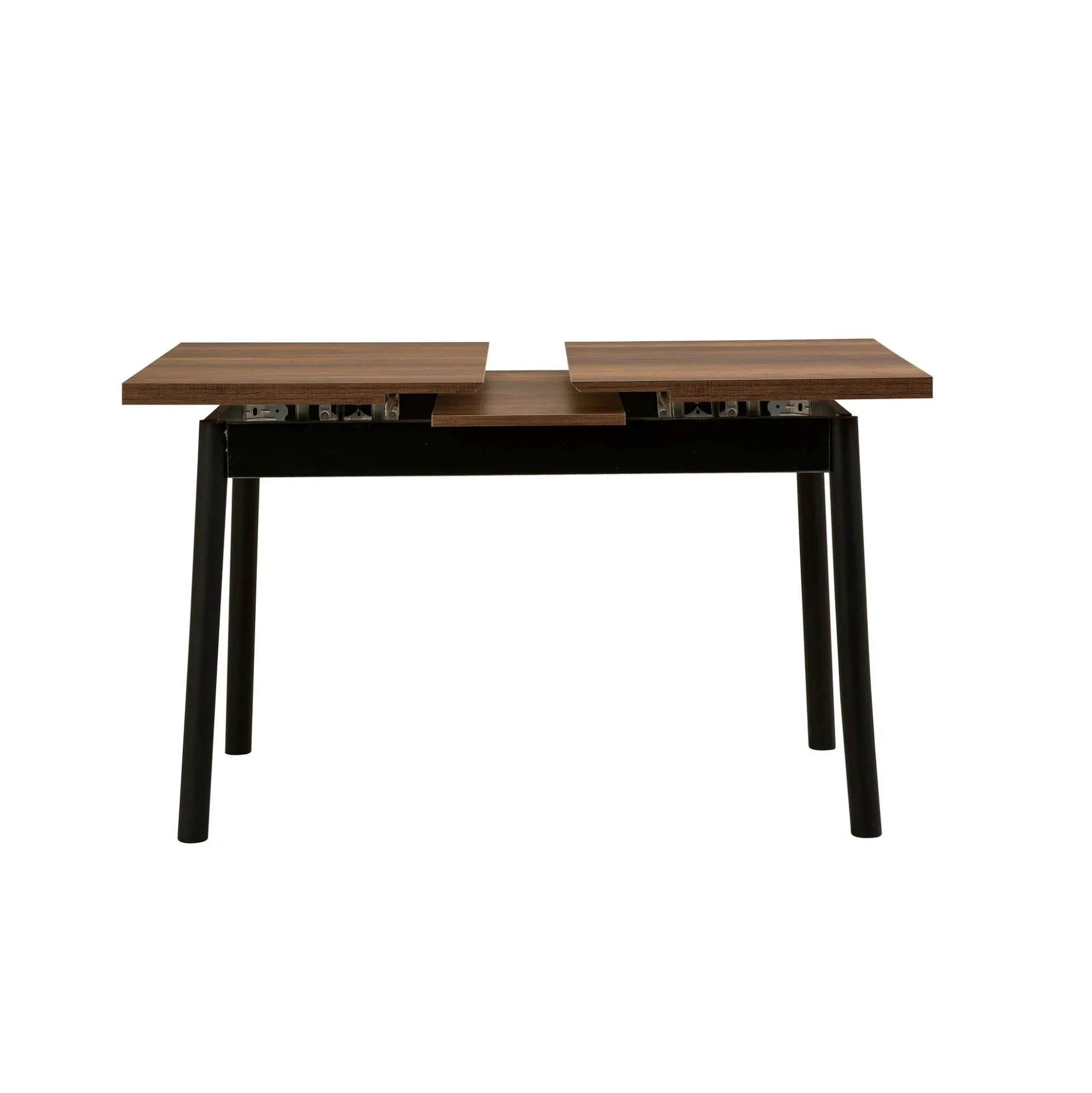 Table extensible effet noyer, pieds noirs 120-153 cm ARDEN