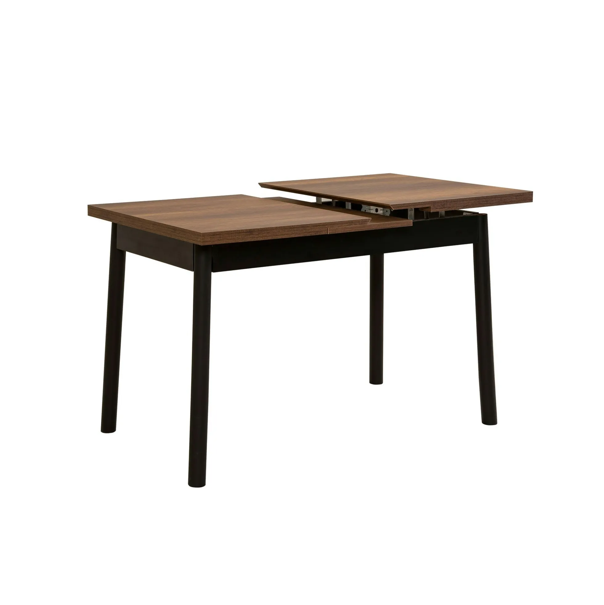 Table extensible effet noyer, pieds noirs 120-153 cm ARDEN
