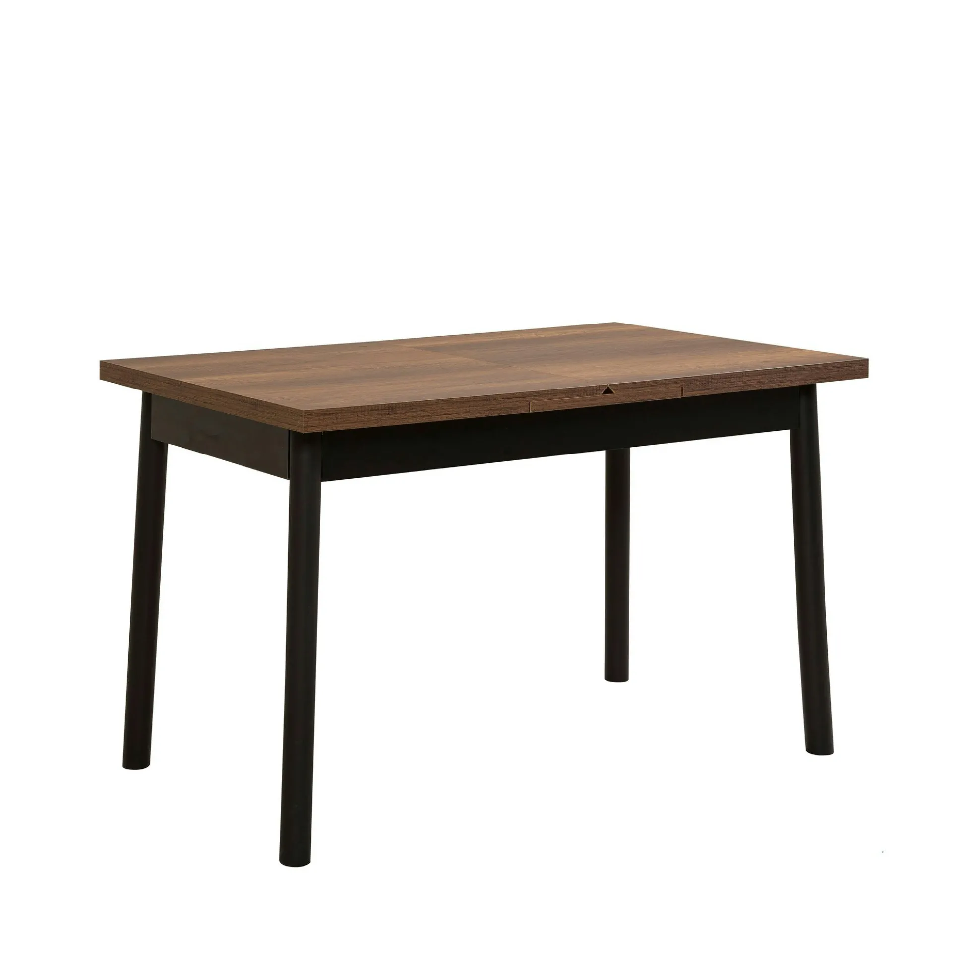 Table extensible effet noyer, pieds noirs 120-153 cm ARDEN