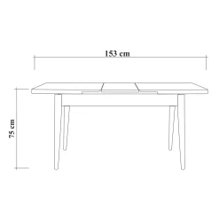 Table extensible effet noyer, pieds noirs 120-153 cm ARDEN