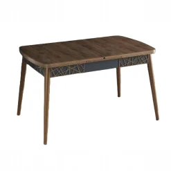 Table extensible effet noyer, décor baguettes 132-170 cm LUNOR