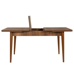 Table extensible effet noyer avec rangement 130-165 cm ORINA