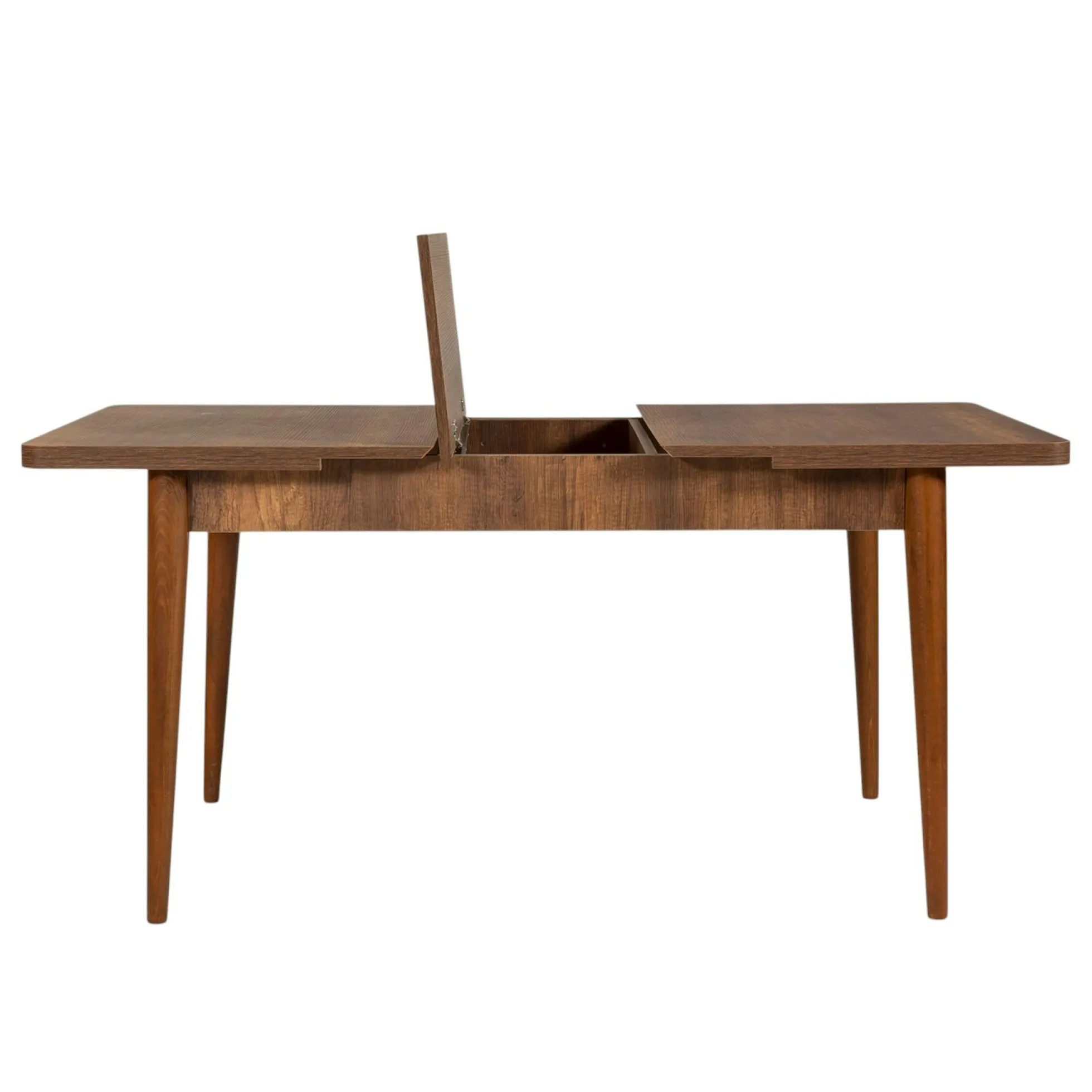 Table extensible effet noyer avec rangement 130-165 cm ORINA