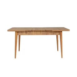 Table extensible effet pin, rangement intégré 130-165 cm ORINA