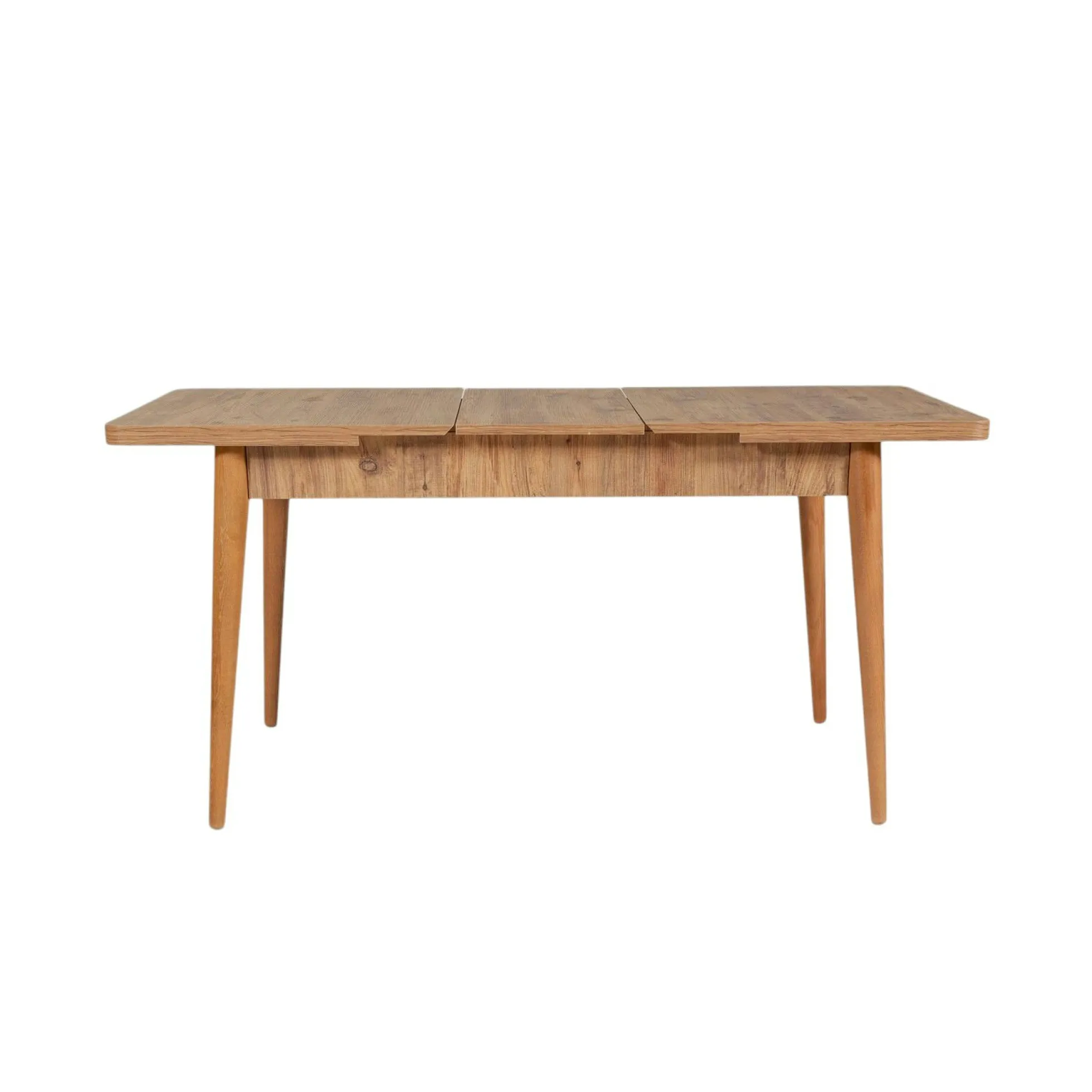 Table extensible effet pin, rangement intégré 130-165 cm ORINA