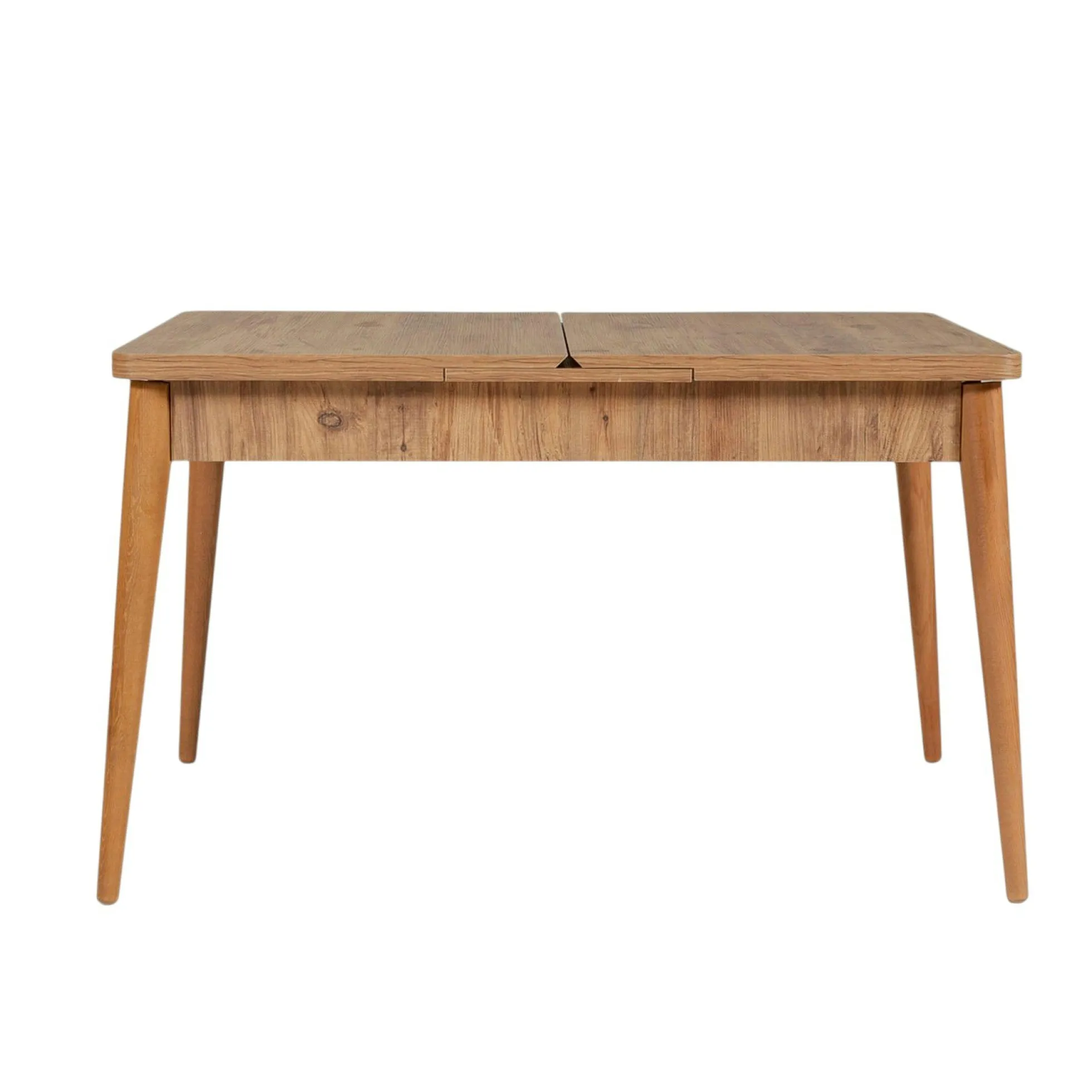Table extensible effet pin, rangement intégré 130-165 cm ORINA