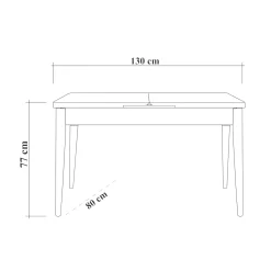 Table extensible effet pin, rangement intégré 130-165 cm ORINA
