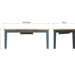 Table extensible en bois finition bleu profond 180-230 cm HOVE