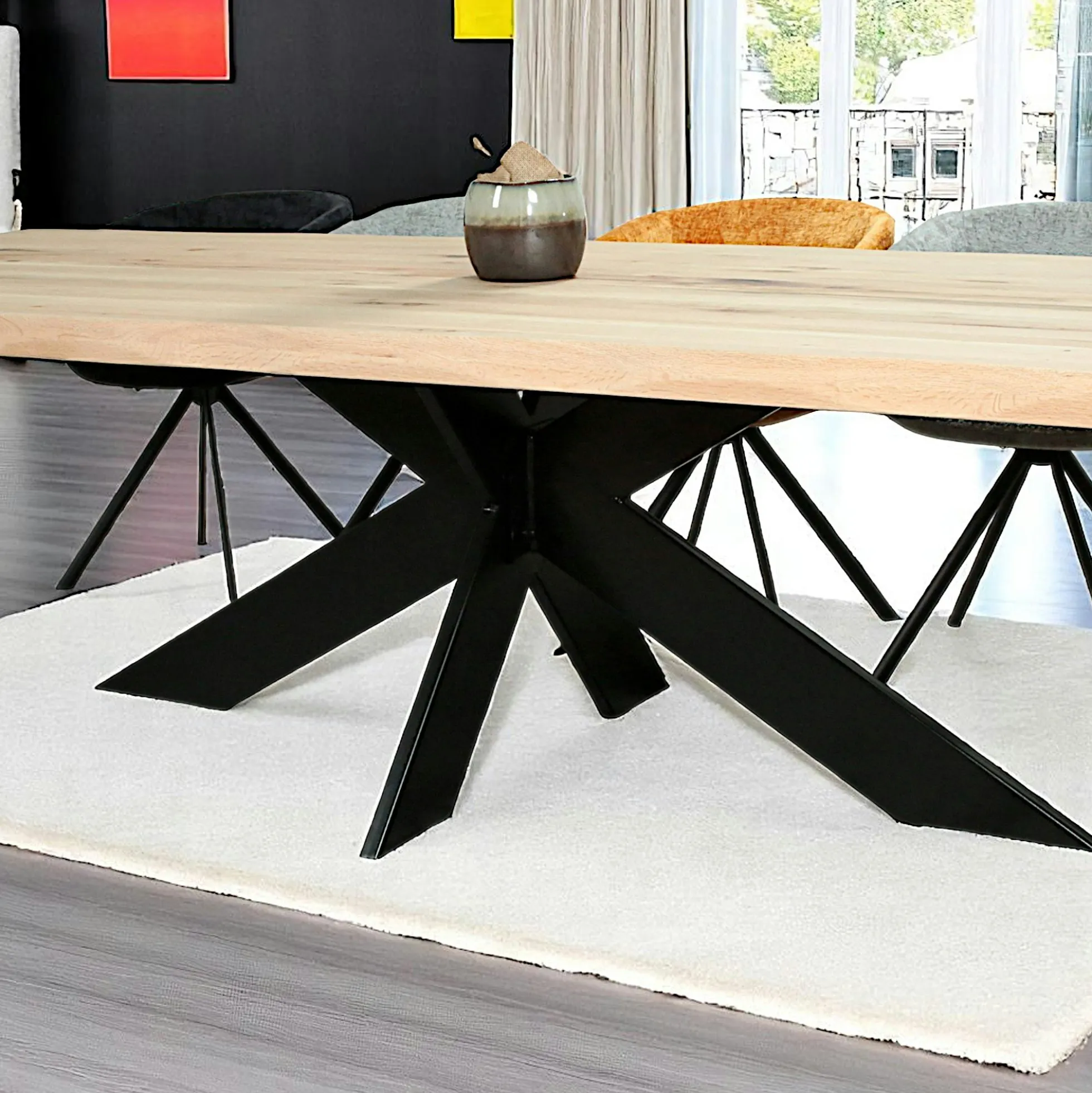 Table extensible en chêne blanc avec bords naturels 300 cm PALERME
