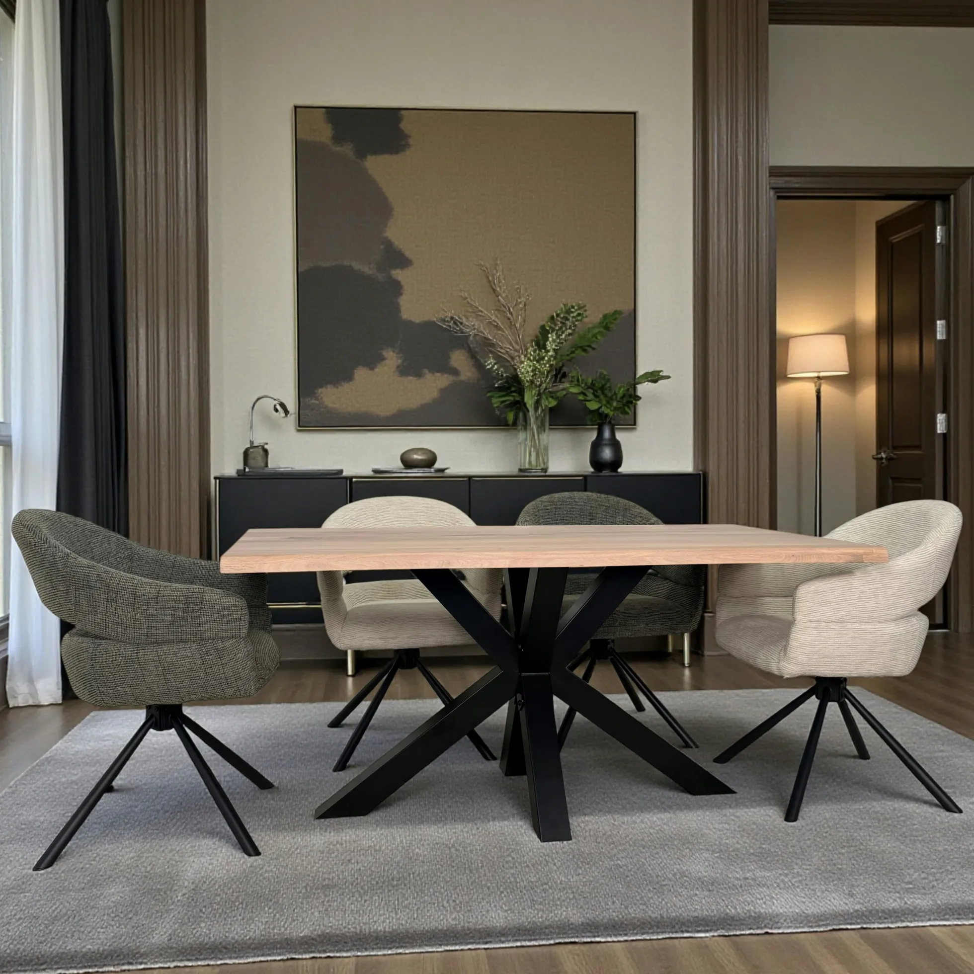 Table extensible en chêne blanc bords naturels 160 cm ETNA