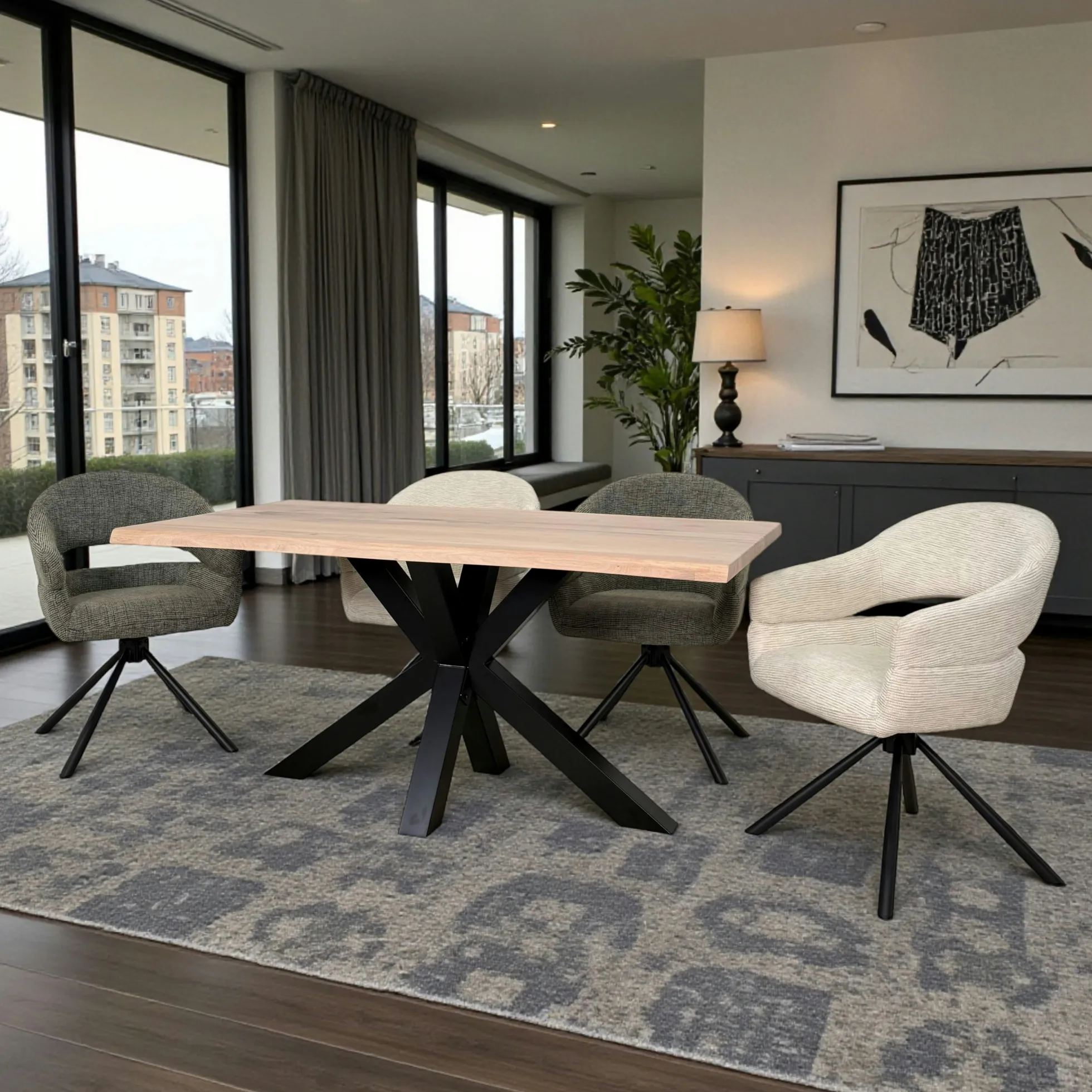 Table extensible en chêne blanc bords naturels 160 cm ETNA
