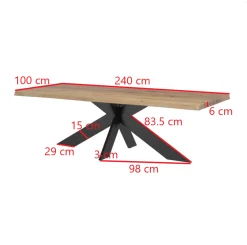 Table extensible en chêne blanc avec bords naturels 240 cm PALERME