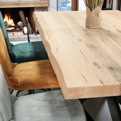 Table extensible en chêne blanc avec bords naturels 200 cm PALERME