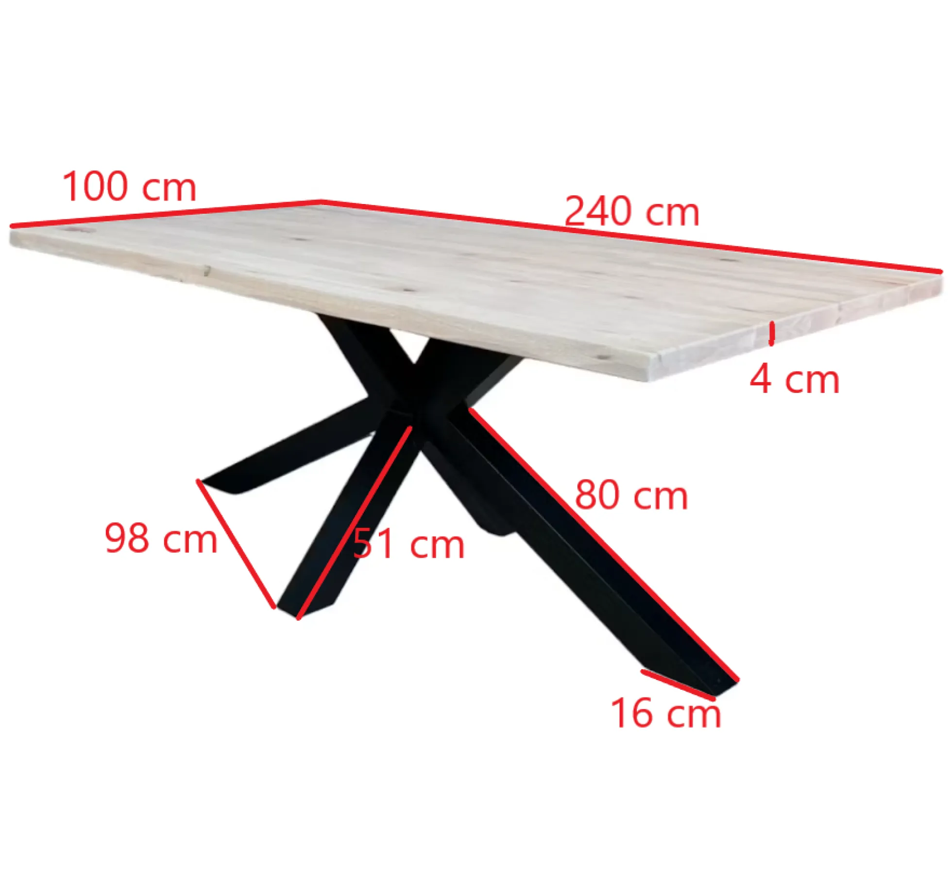 Table extensible en chêne blanc bords naturels 240 cm ETNA