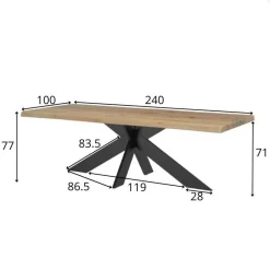 Table extensible en chêne huilé avec bords naturels 240 cm PALERME