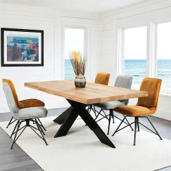 Table extensible en chêne huilé avec bords naturels 200 cm PALERME