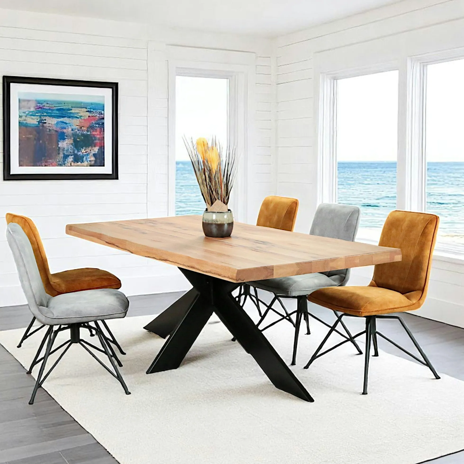 Table extensible en chêne huilé avec bords naturels 200 cm PALERME