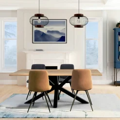 Table extensible en chêne huilé bords naturels 180 x 90 cm ETNA