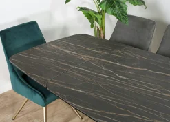 Table extensible en céramique noire marbrée oblongue 180-280 cm LOMBARDIE