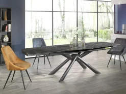 Table extensible en céramique noire marbrée oblongue 180-280 cm LOMBARDIE