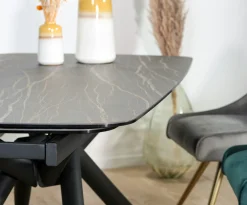 Table extensible en céramique noire marbrée oblongue 180-280 cm LOMBARDIE