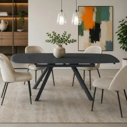 Table extensible en verre gris sombre 140-210 cm ALBA