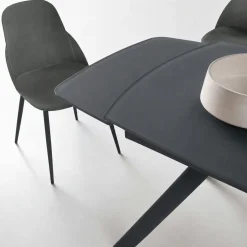 Table extensible en verre gris sombre 140-210 cm ALBA