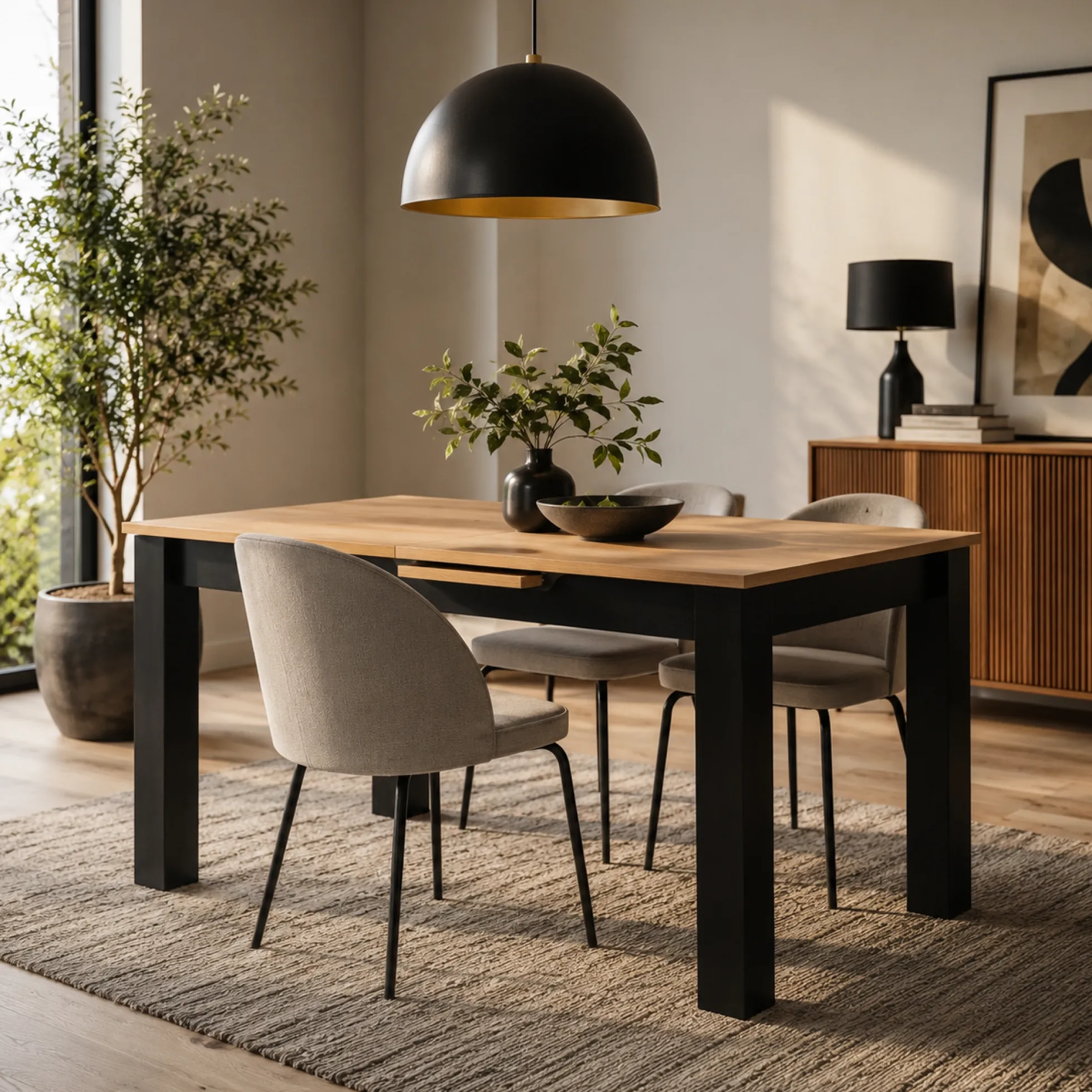 Table extensible moderne style loft 125-165 cm ALVA