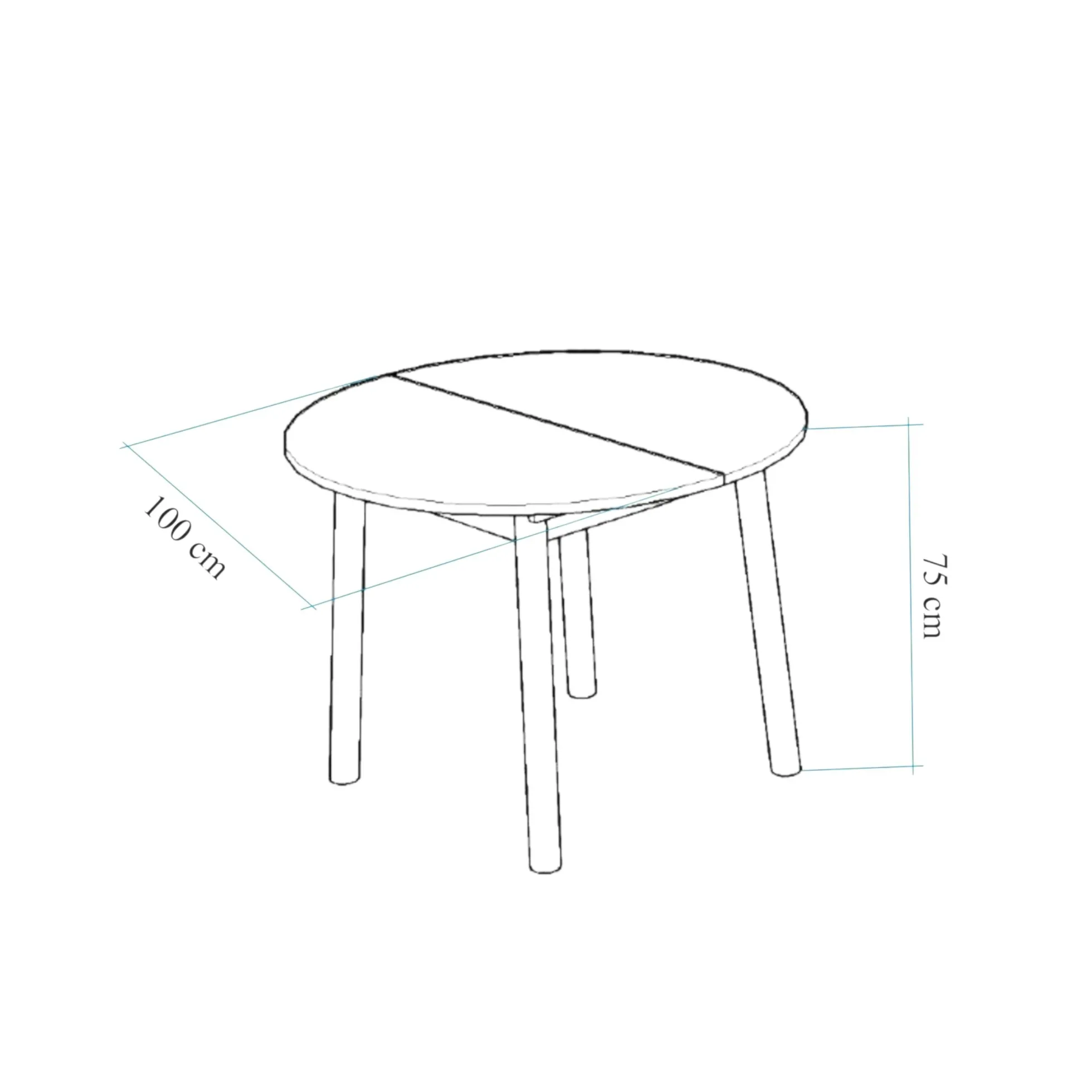 Table extensible ronde effet noyer pieds noirs Ø100-131 cm ARDEN