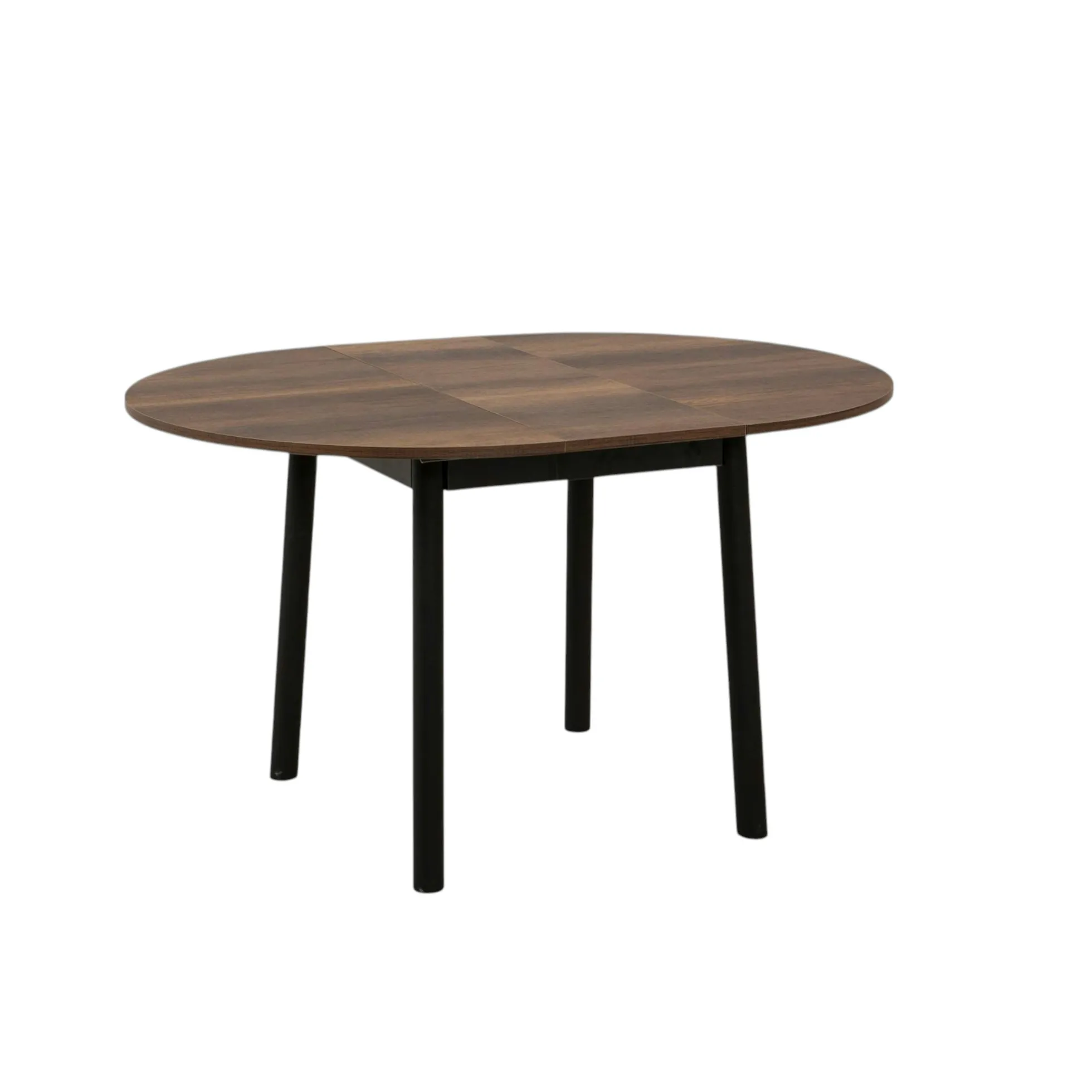 Table extensible ronde effet noyer pieds noirs Ø100-131 cm ARDEN