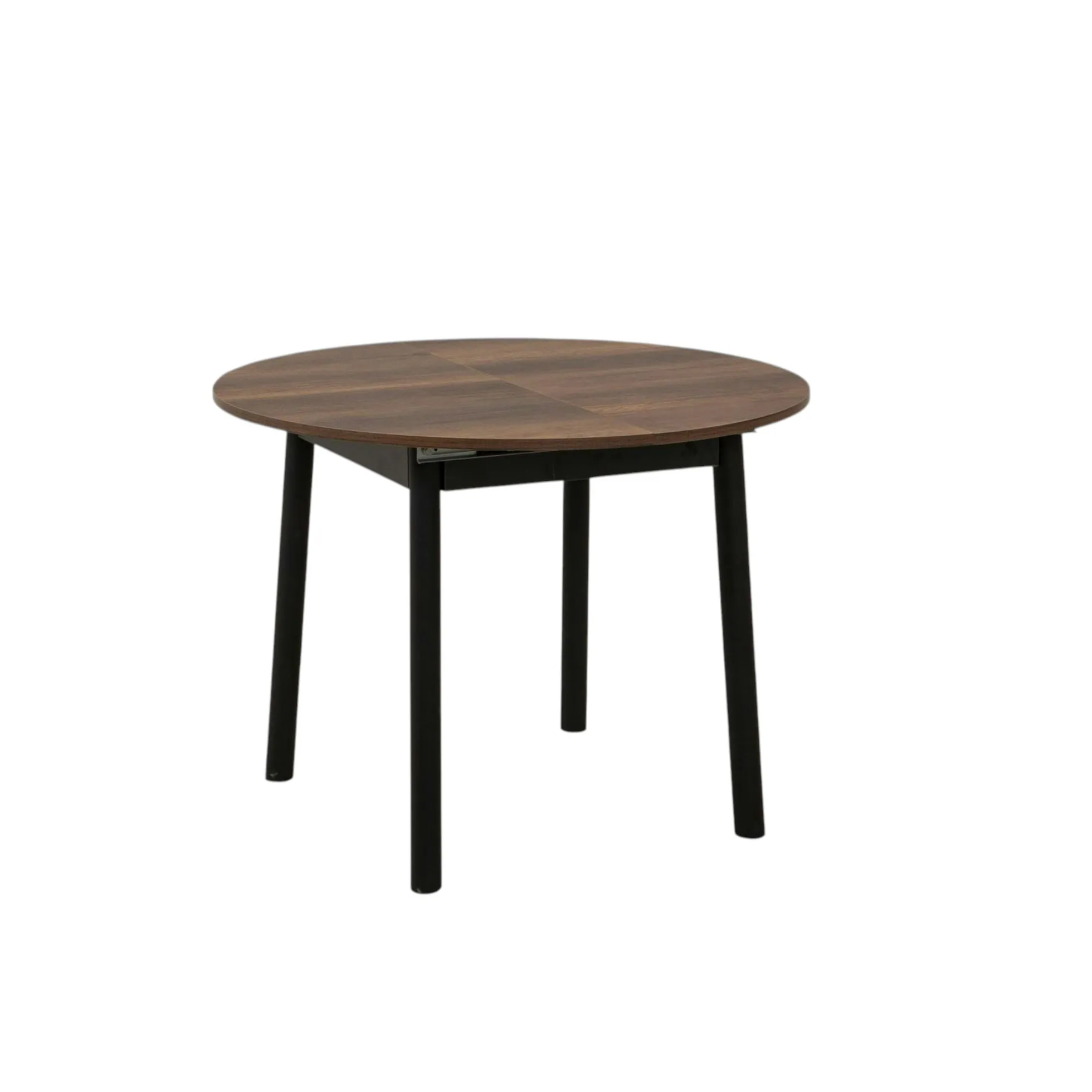 Table extensible ronde effet noyer pieds noirs Ø100-131 cm ARDEN