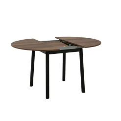 Table extensible ronde effet noyer pieds noirs Ø100-131 cm ARDEN