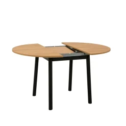 Table extensible ronde effet chêne pieds noirs Ø100-131 cm ARDEN