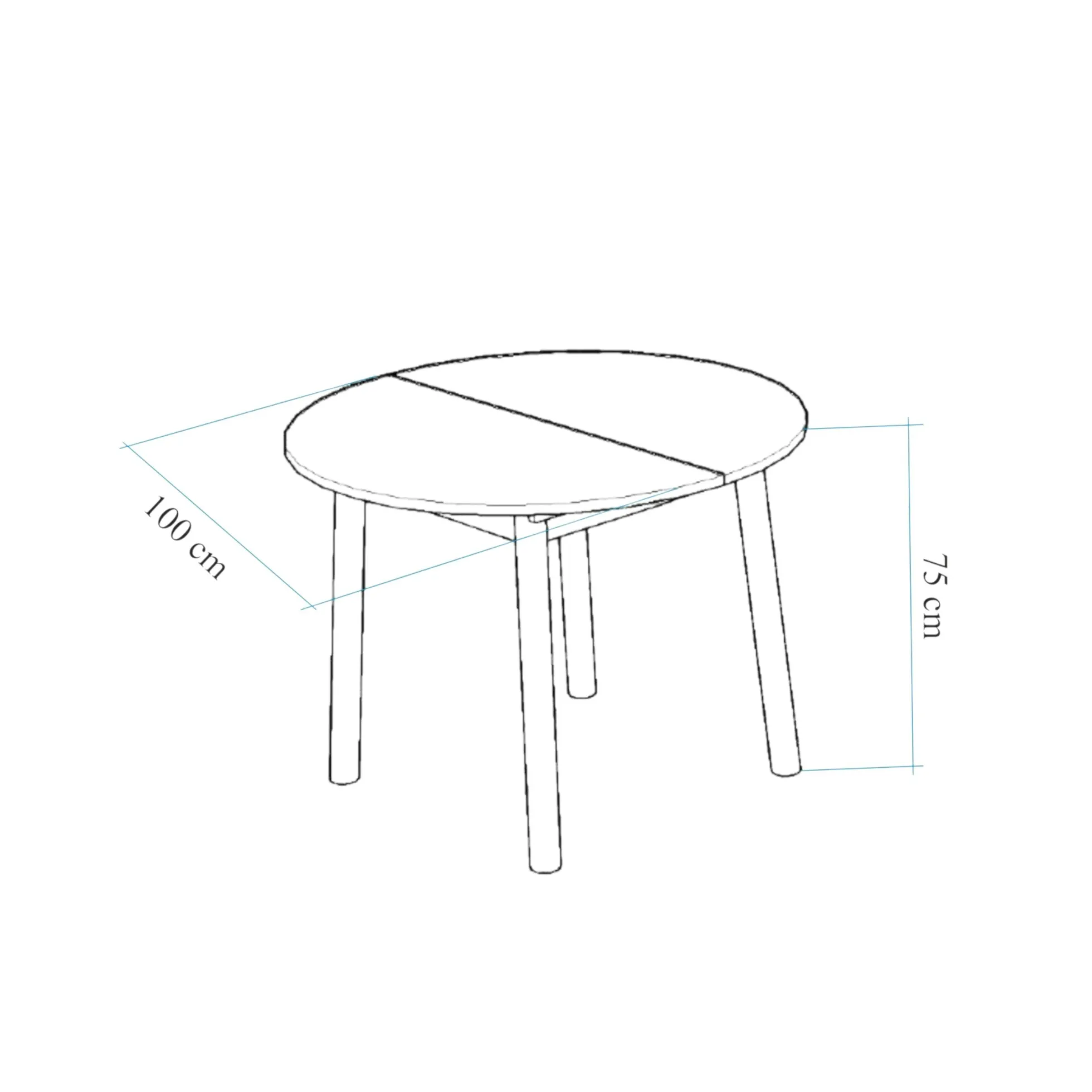 Table extensible ronde effet chêne pieds noirs Ø100-131 cm ARDEN