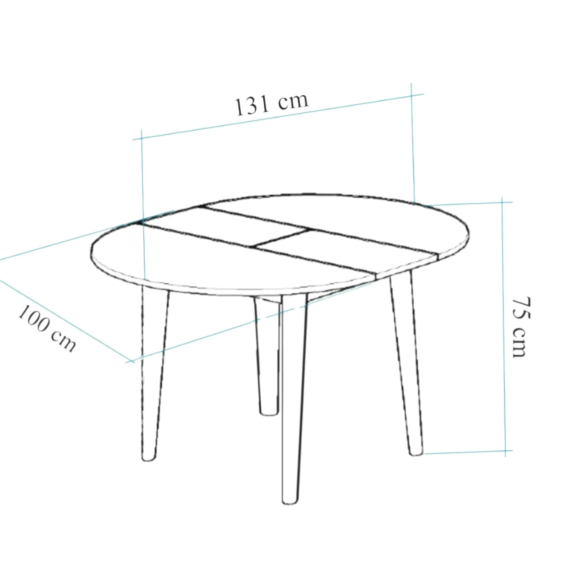 Table extensible ronde effet chêne pieds noirs Ø100-131 cm ARDEN
