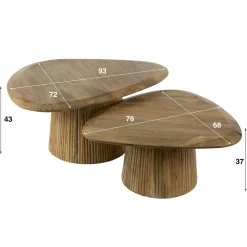 Table gigogne en bois de manguier avec plateau triangulaire (lot de 2) CREEK