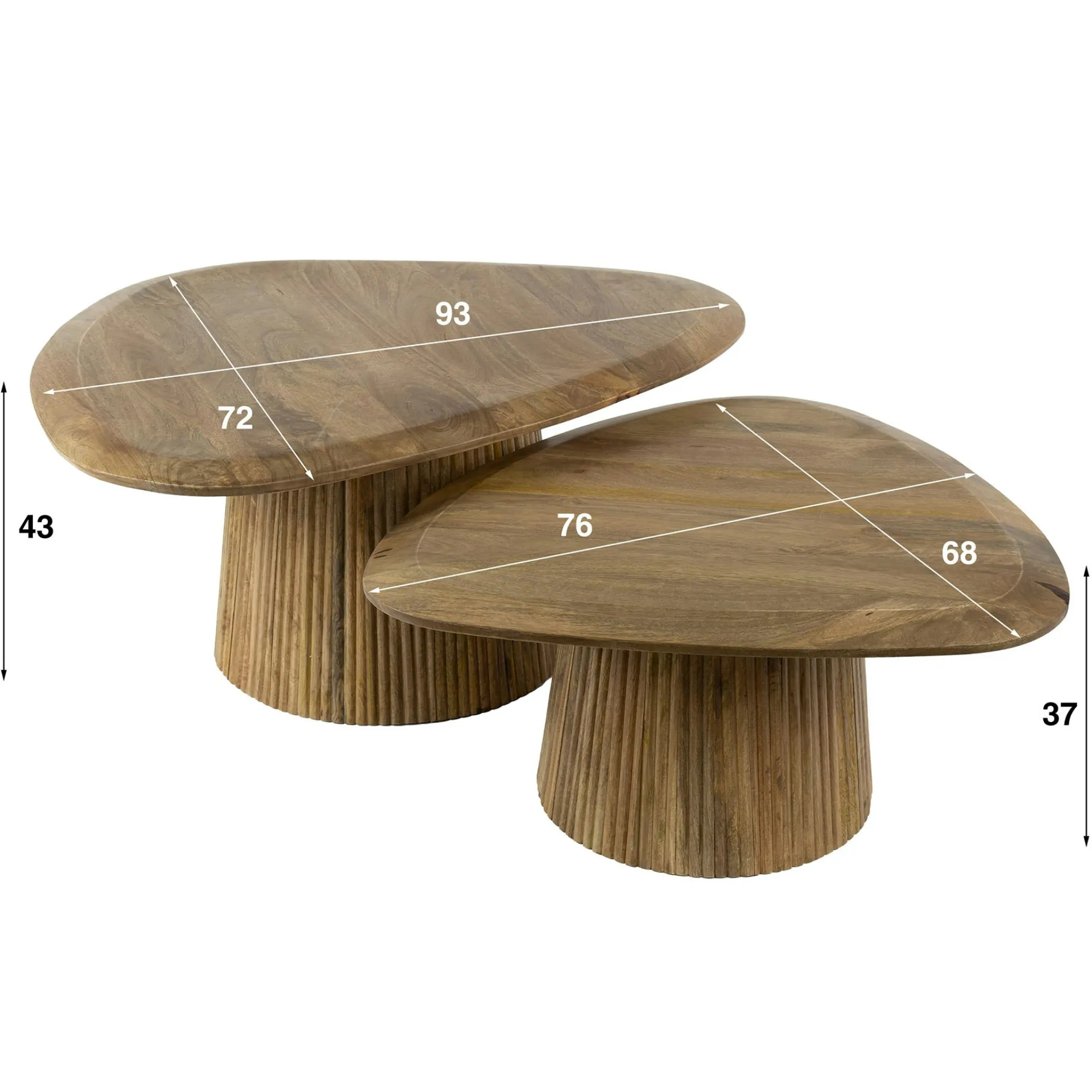 Table gigogne en bois de manguier avec plateau triangulaire (lot de 2) CREEK