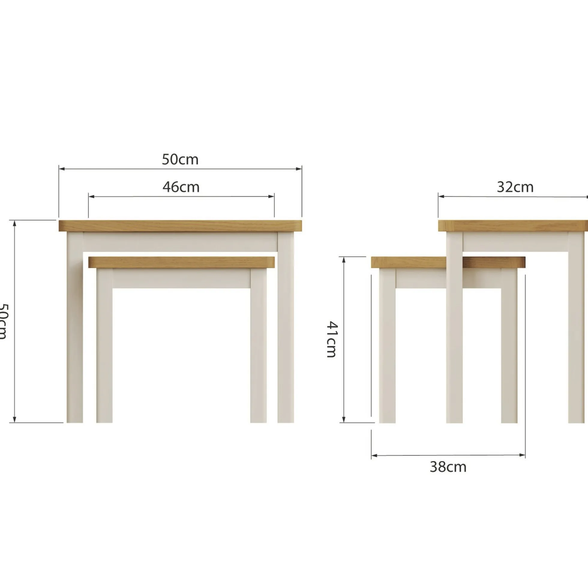 Table gigogne en bois finition gris clair (lot de 2) BATH