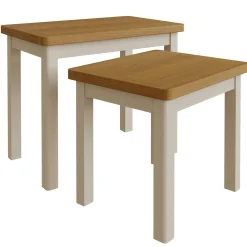 Table gigogne en bois finition gris clair (lot de 2) BATH