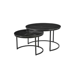 Table gigogne en marbre noir (lot de 2) DUOMO