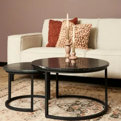 Table gigogne en marbre noir (lot de 2) DUOMO