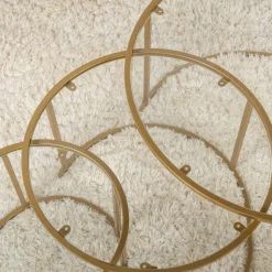 Table gigogne en verre - cadre doré (lot de 3) ⌀80 cm TULUM
