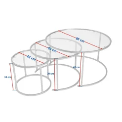 Table gigogne en verre - cadre doré (lot de 3) ⌀80 cm TULUM